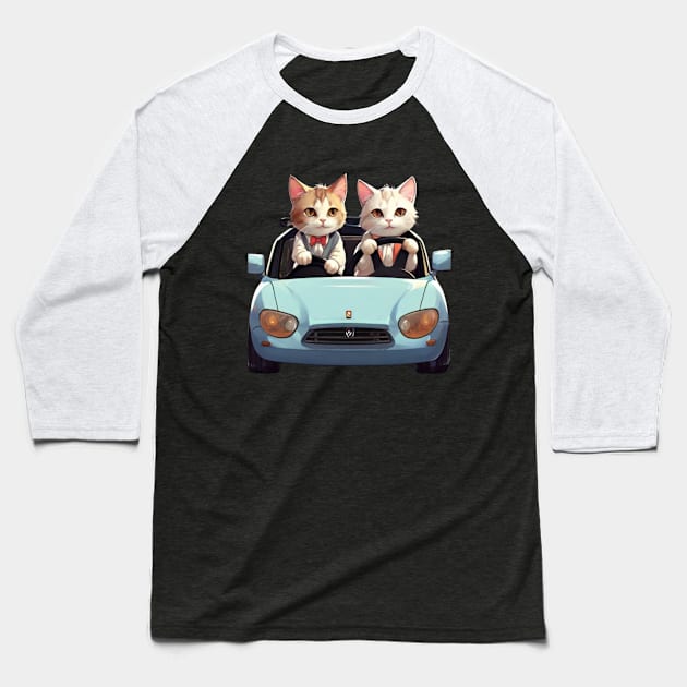 the cats lover drive a car in-funny cats Baseball T-Shirt by Cupull